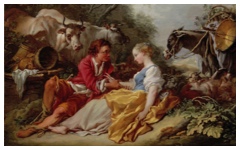 Boucher’s Pastoral landscape with a shepherd and shepherdess (c.1730)