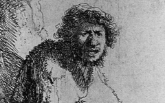 Rembrandt’s Self-portrait as A Beggar Seated on a Bank (1630)