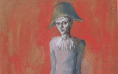 Picasso’s Seated Harlequin with Red Background (1905)