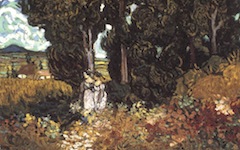 Van Gogh’s Cypresses with Two Female Figures (1889)