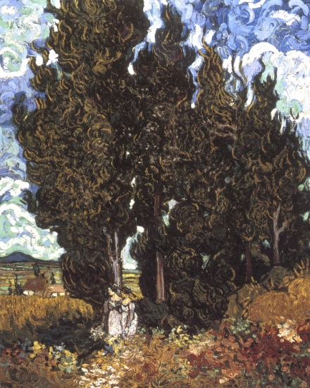 Van Gogh’s Cypresses with Two Female Figures (1889) - Image Gallery