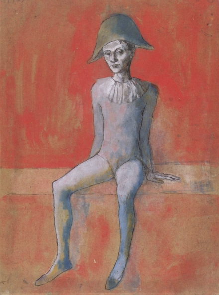 Picasso’s Seated Harlequin with Red Background (1905) - Image Gallery